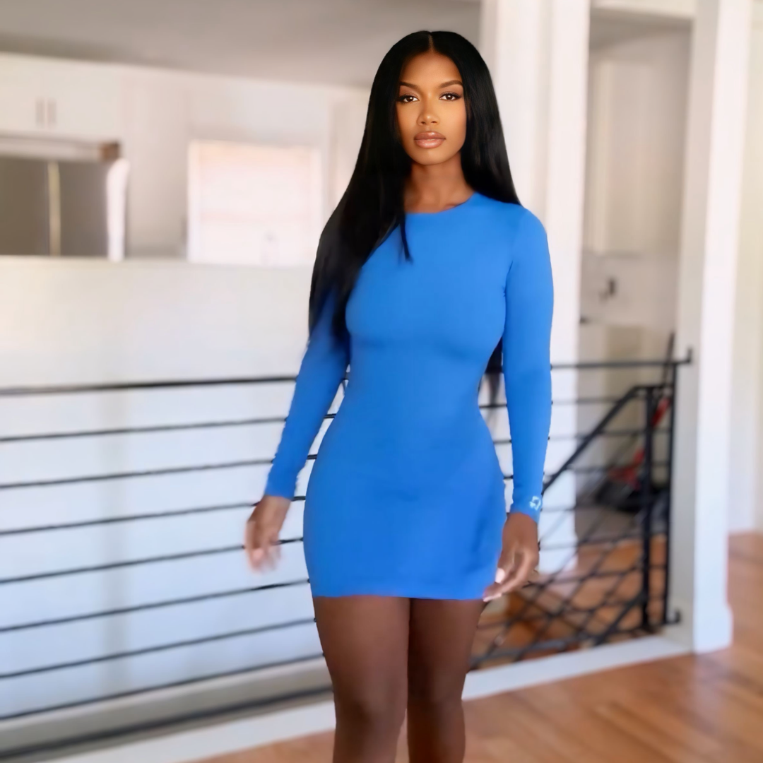 women's blue sun dress Women's Medical Scrub Dress | Royal Blue main image 1